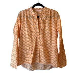 Max Volmary Floral Print Blouse 100% cotton sz 8 orange garden colorful
